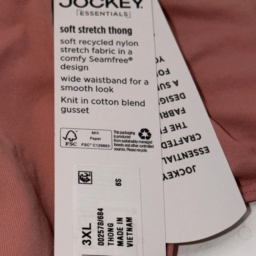 Jockey XXXL 3 Pack Soft Stretch Seamfree Thong Underwear Plus Comfort Basics